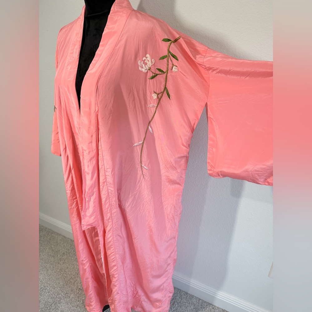 Vintage Japanese Kimono Cherry Blossom Embroidered One Size - Picture 5 of 10